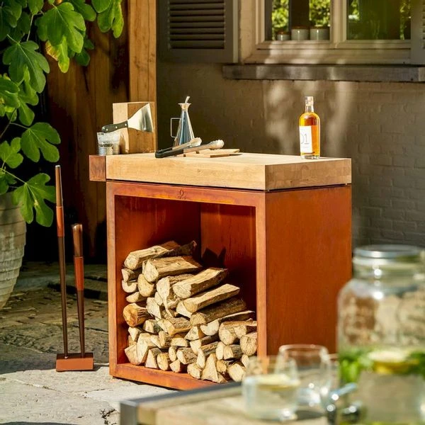 OFYR Butcher Block Storage 90 Corten - Teak Wood 5 OFYR Butcher Block Storage 90 Corten - Teak Wood - Afbeelding 3